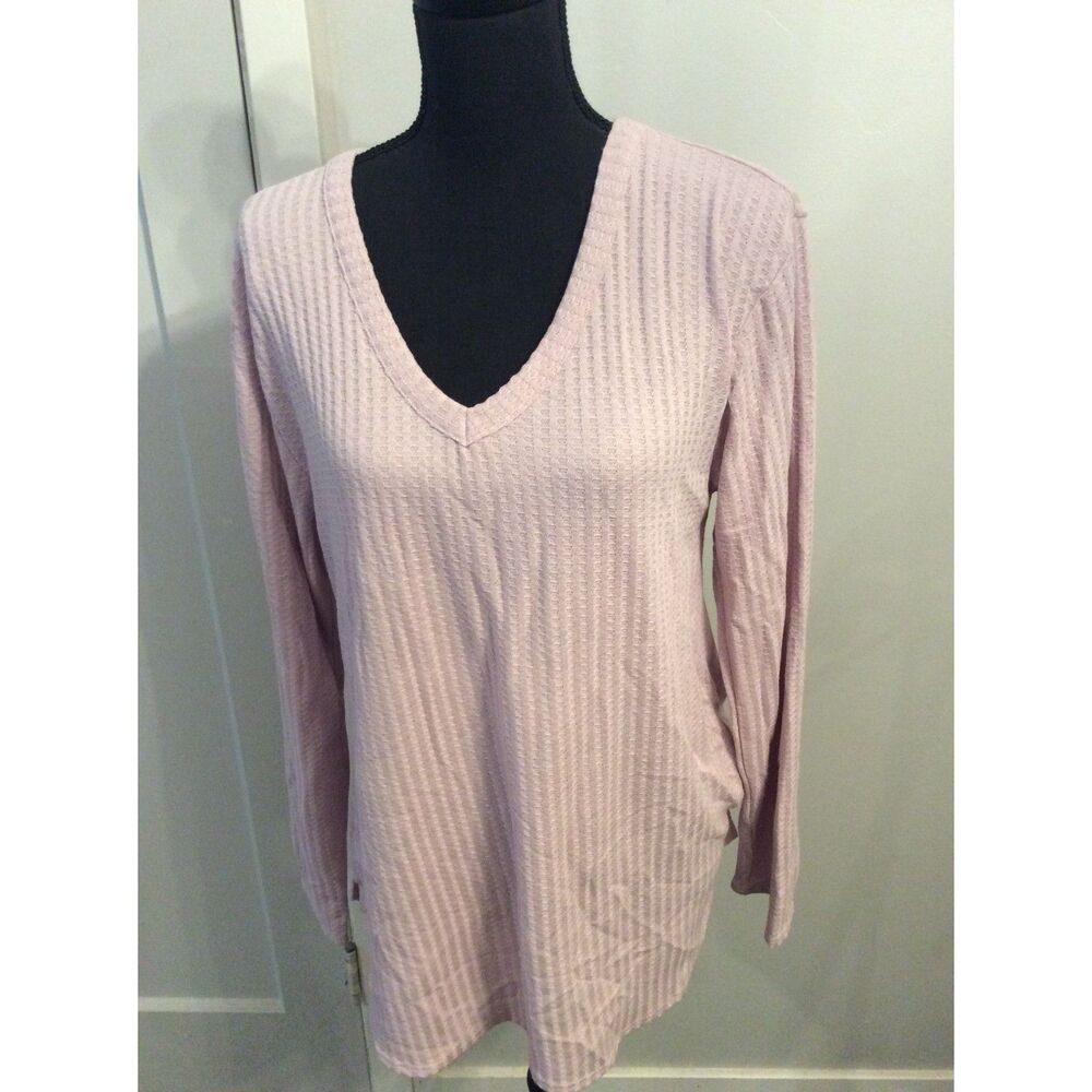 NWOT Chasor Lavender Long Sleeve V Neck Large L Womens Waffle